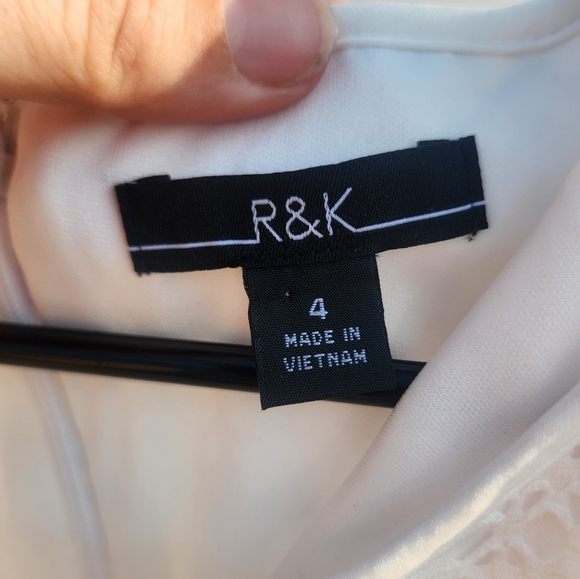 R&K White and Floral over Lace Midi  ¾ sleeves dress size 4 - Picture 6 of 8